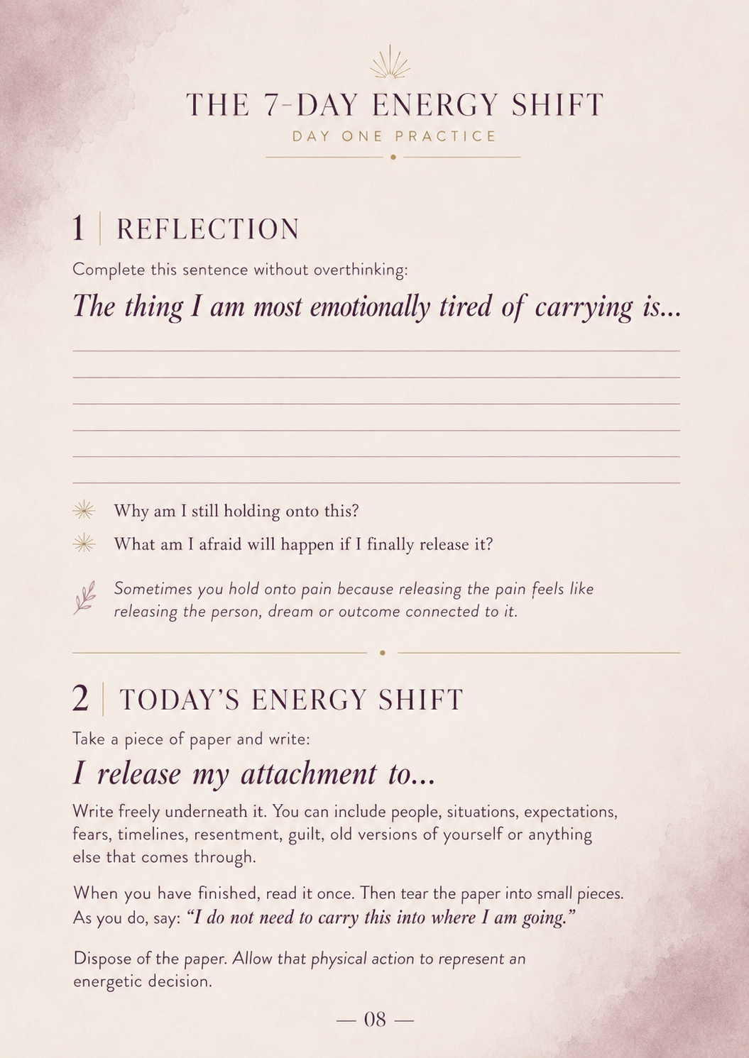 ✨THE 7-DAY ENERGY SHIFT - Digital Guided Workbook ✨